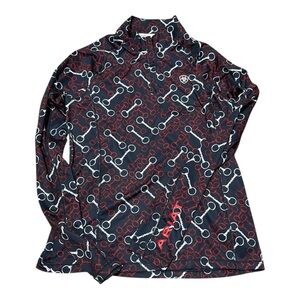 Ariat Black and Red Equestrian 1/4 zip baselayer Size Large Navy, Red